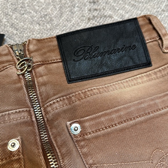 BLUMARINE runway Tan Butterfly Buckle Jeans Rhinestone rare 36 XS Small - Picture 10 of 11